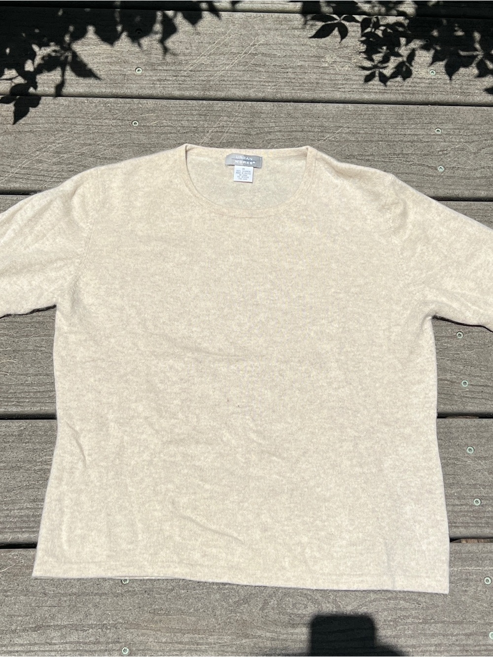 Urban Works: Vintage Ivory Cashmere Top. Women’s Size Medium.